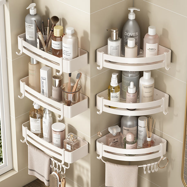 White Toilet Shelf No Punching Triangular Bathroom Toilet Wash Table Wall Mounted Wall Storage Toilet