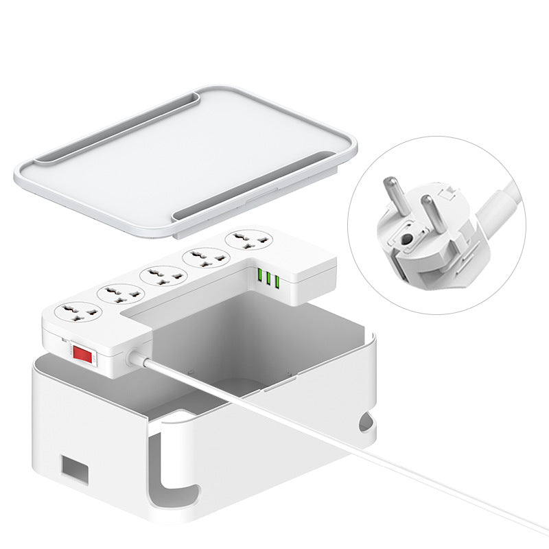 Lidenuo USB porous fast charging socket storage box with wireless charging, multi-functional 5-position socket board storage box 2 meters