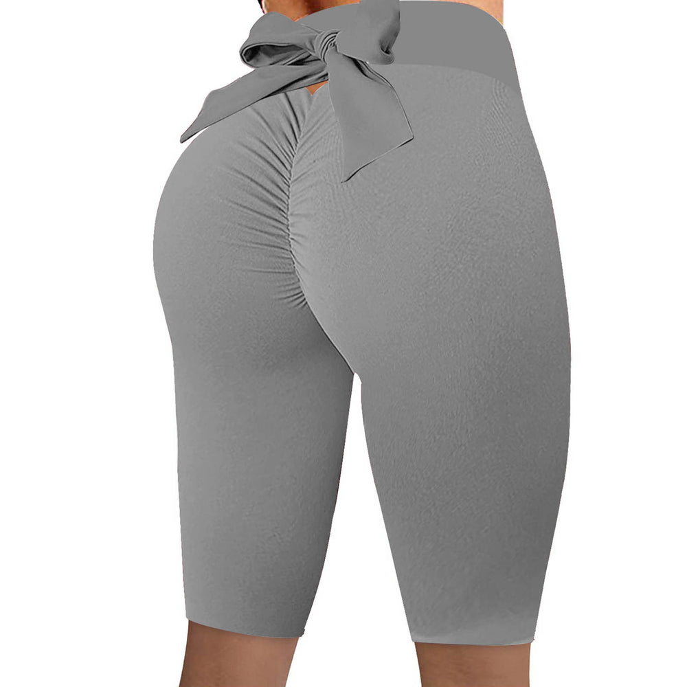 2025 amazon women's bowknot honeycomb jacquard solid color yoga pants, activewear, capri leggings - in stock, cropped length