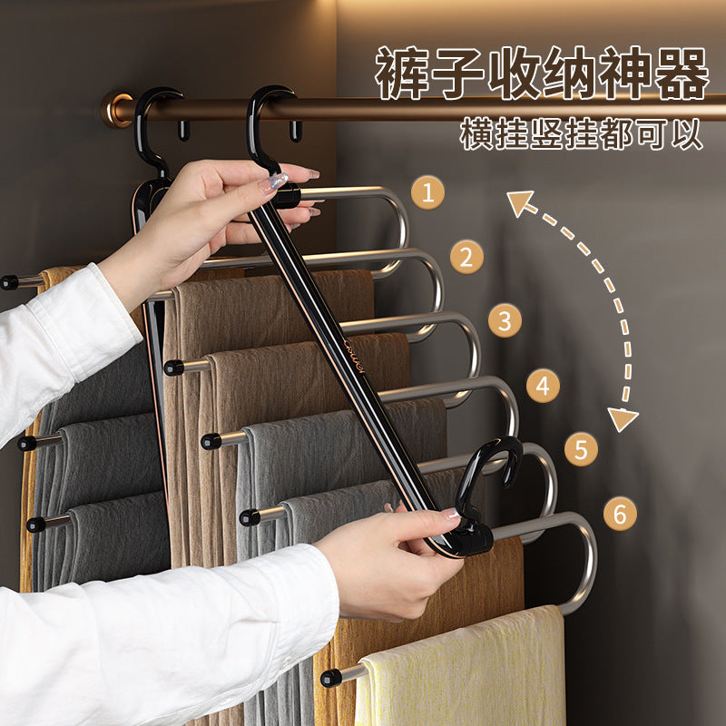 Foldable pants rack - multi-layer, multi-functional pants hanger for home use - no-trace, non-slip pants organizer - the ultimate pants storage solution