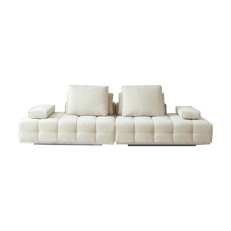 Foshan lawrence sofa designer large flat cotton and linen fabric sofa living room linen cream style straight row sofa