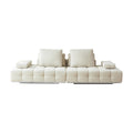 Foshan lawrence sofa designer large flat cotton and linen fabric sofa living room linen cream style straight row sofa
