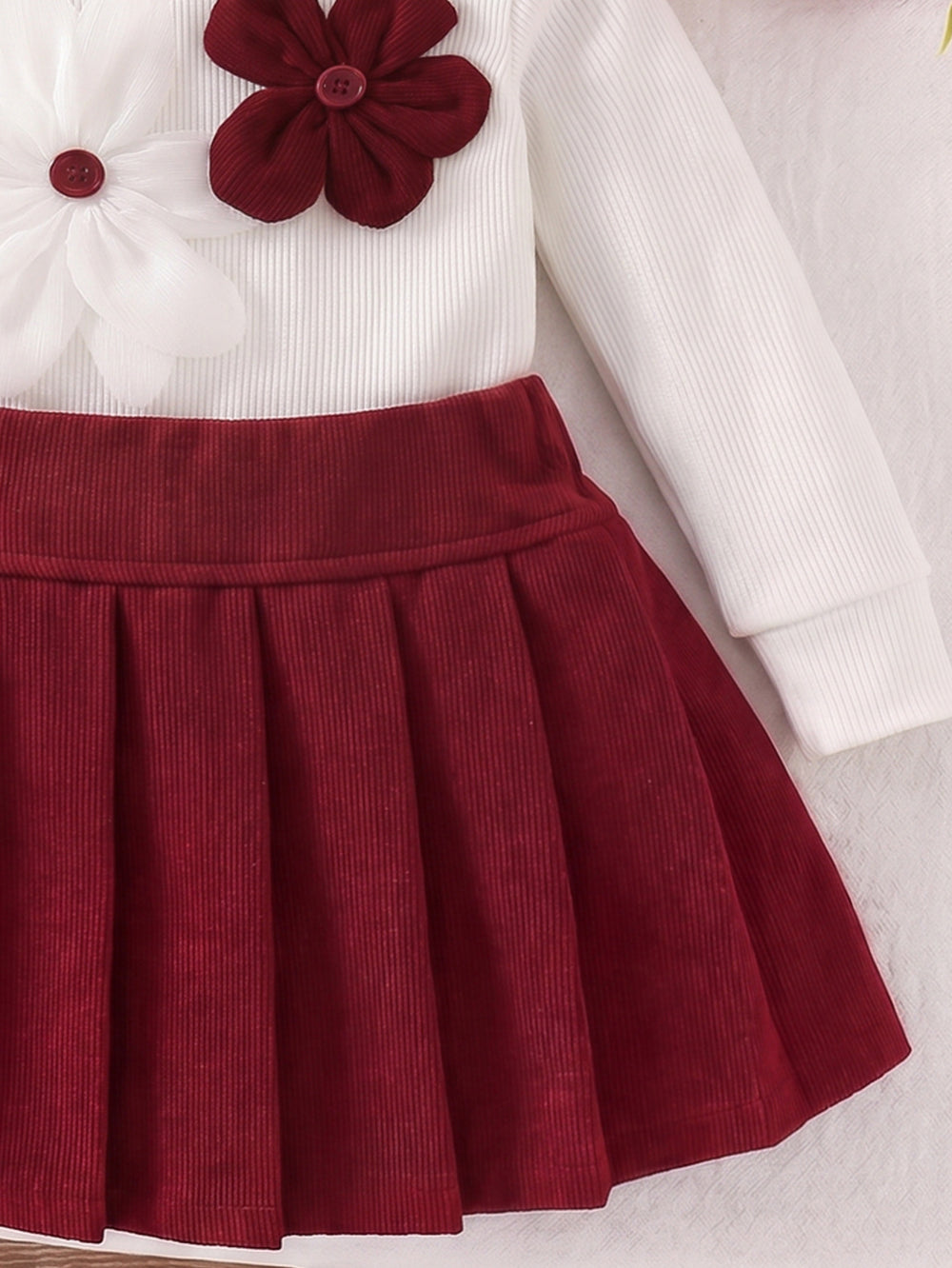 hot-selling girl stereo flower tops + a-line pleated skirt suittwo-piece set baby suit