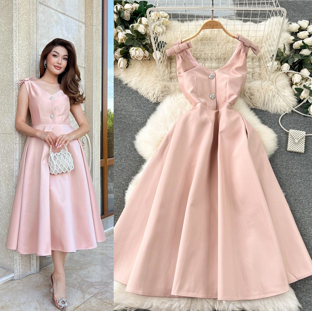Accessible luxury celebrity banquet classy palace style dress elegantv neck waist slimming look classy exquisite dress