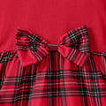 Christmas outfit: new plaid long-sleeve bow dress for girls, toddler to mid-sized children, holiday party formal dress