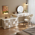 2025 new luxury solid wood vanity table - minimalist bedroom makeup desk with integrated chest of drawers, small storage cabinet, and makeup mirror
