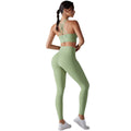 New arrival antibacterial wear-free underwear yoga suit beautiful back cross sports intimates fitness long yoga clothes two-piece set