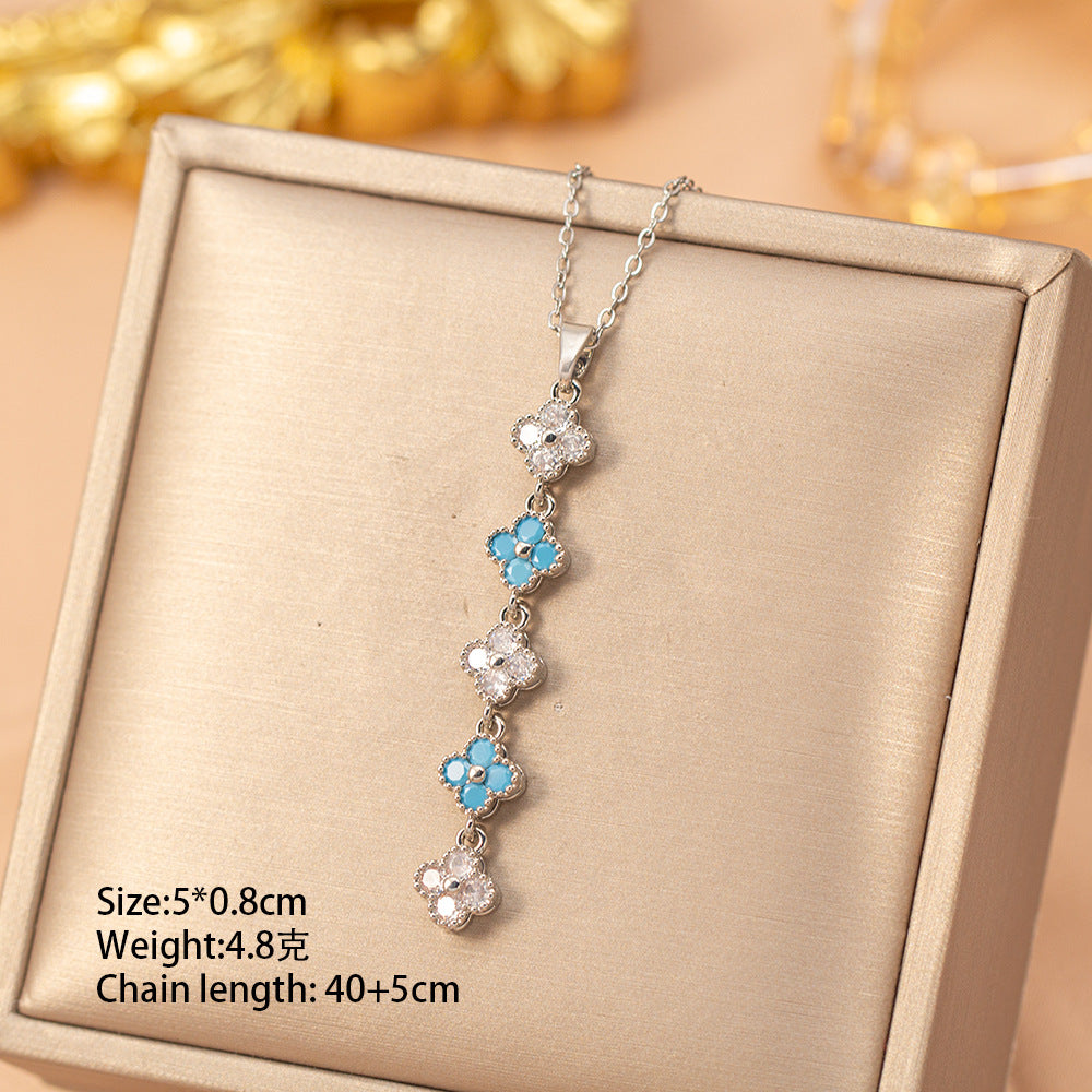 [titanium steel] fashionable and versatile four-leaf clover necklace for women, accessible luxury, high-end elegant clavicle chain jewelry