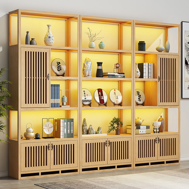 Solid wood tea cabinet Zisha pot display cabinet Product storage shelf Entrance ornament cabinet Chinese retro porcelain display cabinet