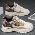Men's 2025 spring new leather breathable casual sneakers, youth thick-soled height-increasing anti-slip work shoes
