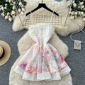 French vacation style sleeveless suspender floral dress female summer k-style high waistslimming look gentle sweetelegant short skirt