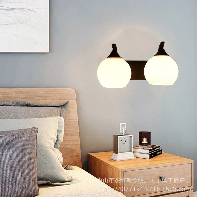 Modern minimalist matte wall sconce with frosted globe glass – nordic cream style for bedroom, bathroom vanity, hallway, and hotel