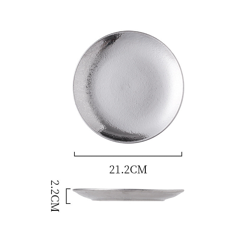Insaccessible luxury ceramic western dinner plate retro ceramic restaurant for home shallow plate japanese ceramic good-looking dish plate