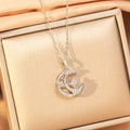 【titanium steel】korean & japanese style full diamond hollow star & moon necklace - women's lightweight luxury fashion new clavicle chain accessory