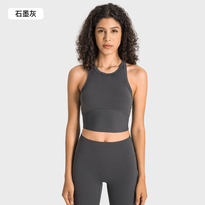 High-stretch yoga capris with built-in bra and shockproof sports top - professional training yoga fitness set for women