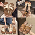 2025 new summer thong sandals women's korean style retro minimalist one-strap roman sandals fashionable outdoor slides