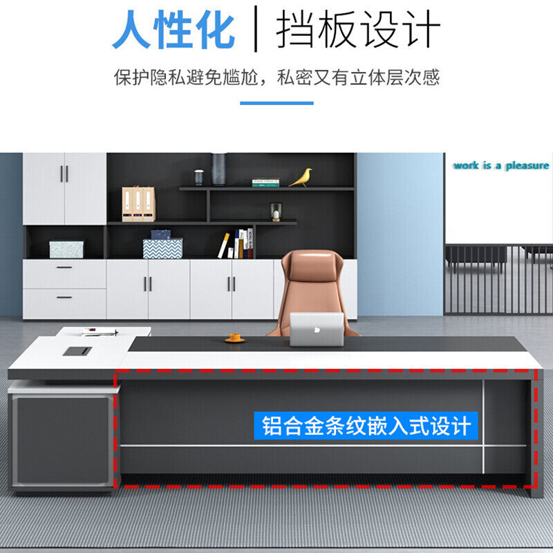 Saint li white executive desk and chair set - manager/ceo desk - minimalist modern office furniture - executive office desk