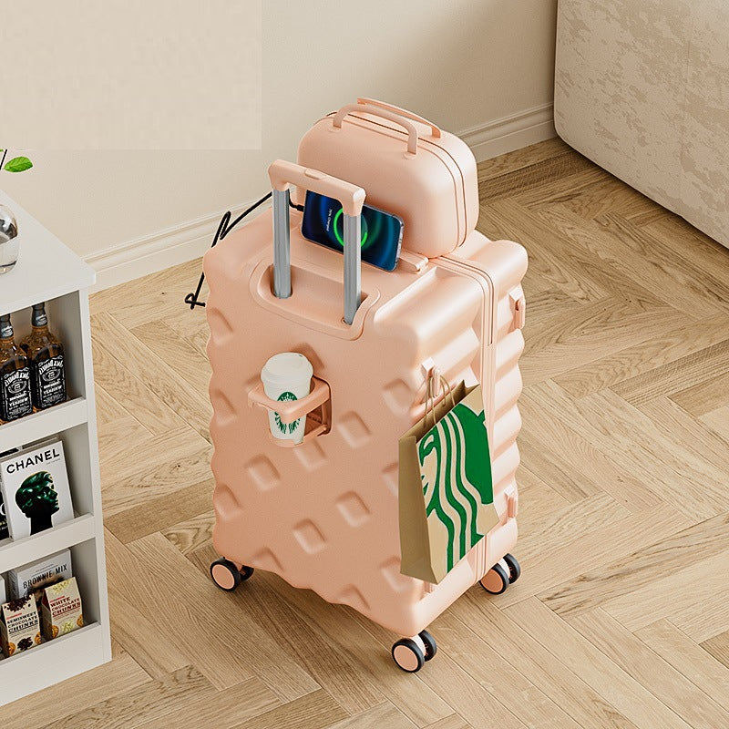 Large-capacity suitcase female 2024 new suitcase 20-inch boarding rod password leather case universal wheel parent-child