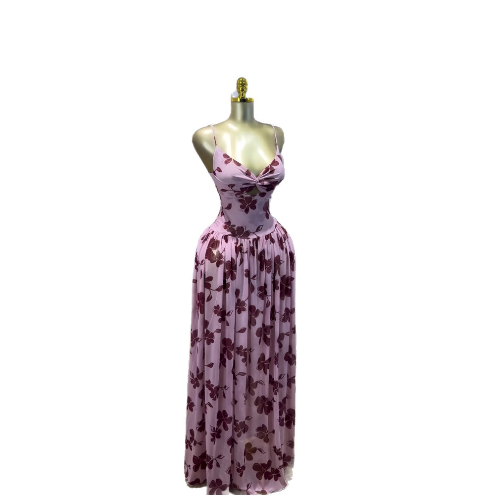 European and american cross-border women's fashion  winter new sleeveless v-neck backless sexy camisole pleated maxi dress