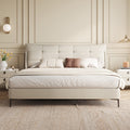 Light french cream style bed small apartment casualaccessible luxury foshan furniture master bedroom double 1.8m genuine leather bed