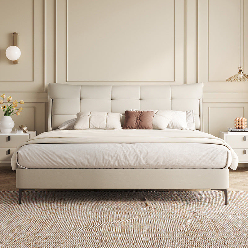 Light french cream style bed small apartment casualaccessible luxury foshan furniture master bedroom double 1.8m genuine leather bed