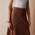 Amazon fashion cross-border women's new irregular midi skirt retro high waist a-line skirt