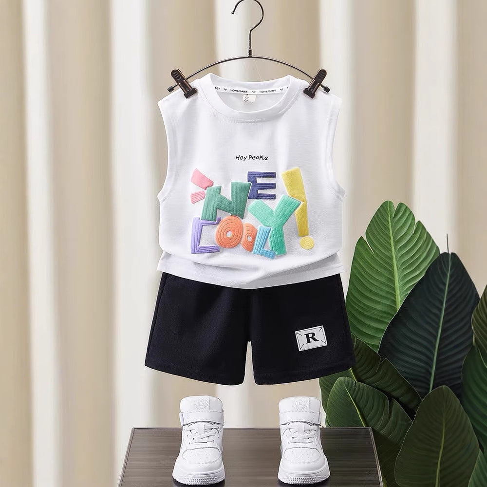 Kids' summer boys' tank top sleeveless vest set -  new summer collection - trendy two-piece outfit for stylish boys