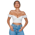2025 fashion new arrival cross-border ebay independent station women's pure colorv neck chest-wrapped silm navel-baring t-shirt in stock short sleeves