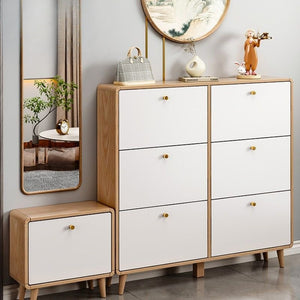 Solid wood scandinavian ultra-thin shoe cabinet for home door casual modern entrance tipping bucket type 17cm corridor exterior entrance cabinet