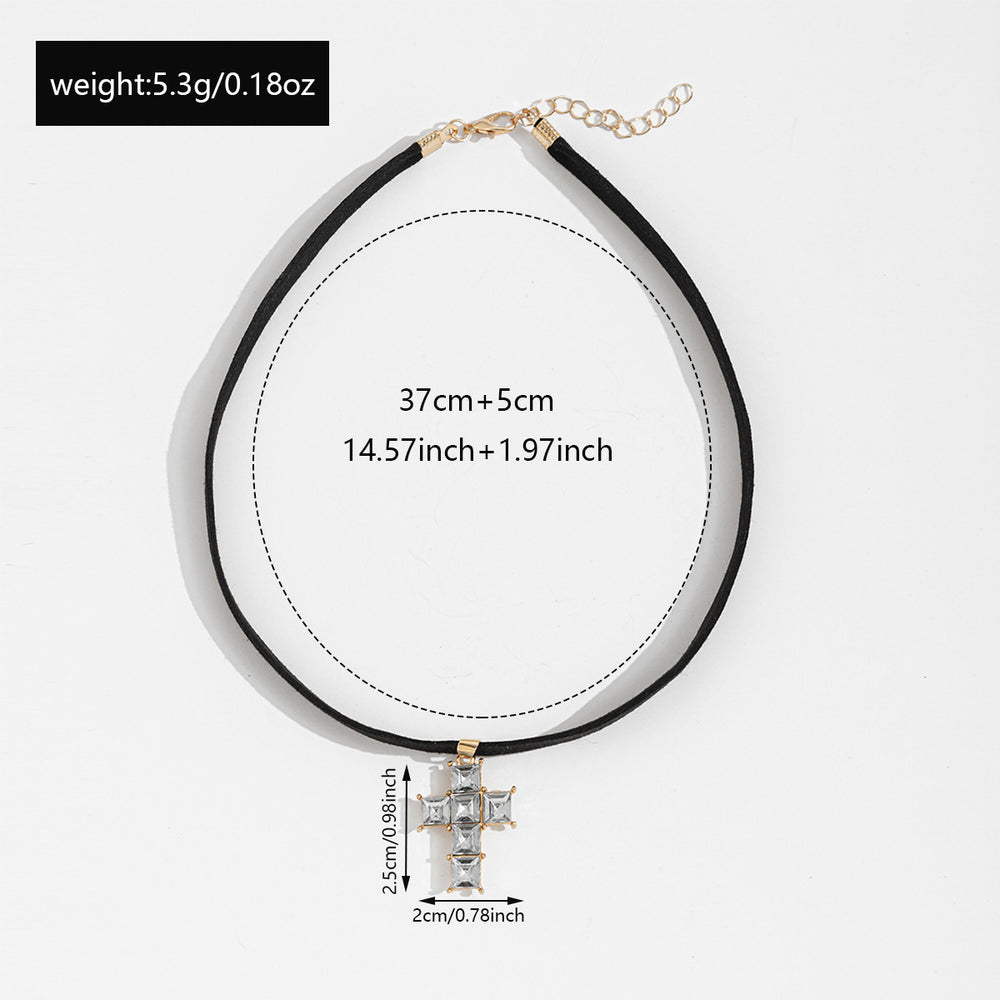 Dark style cross necklace wholesale cross-border stylish choker diamond necklace women's niche accessible luxury fashion necklace