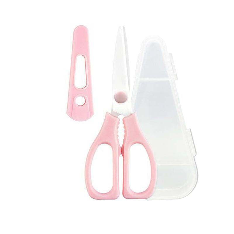Ceramic scissors baby complementary food scissors food small scissors children's meat cutting vegetable tools portable storage box scissors wholesale