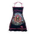 fashion cross-border retro halloween skull positioning printed oil painting drawstring tube top suspender dress
