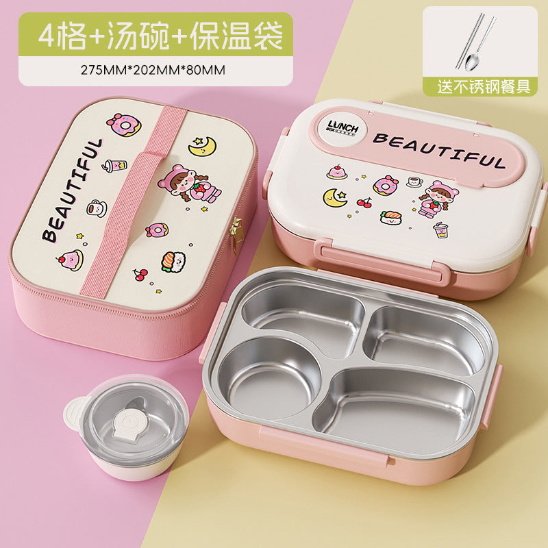 Kids' insulated lunch box - perfect for elementary and middle school students - divided compartment bento box - 304 stainless steel lunch container for boys
