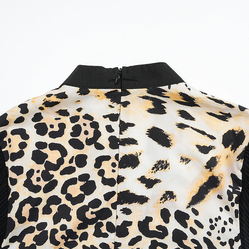 African clothing plus size women's fashion european and american cross-border trade new leopard print dress   printed dress