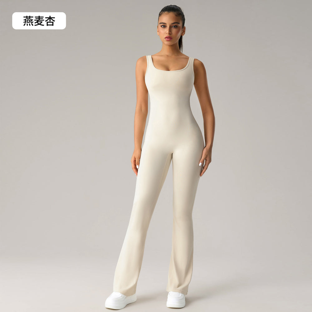 sexy backless bodysuit peach lift butt workout gym outfit flare leg yoga suit women dlt005