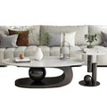 Oval coffee table, sintered stone coffee table, popular minimalist table for home living room, trendy nordic style coffee table, small apartment friendly