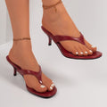 High-heeled flip-flops for women  summernew arrivaloutwearplus sizefashion thin heel clip toe lazy slip-on slippers
