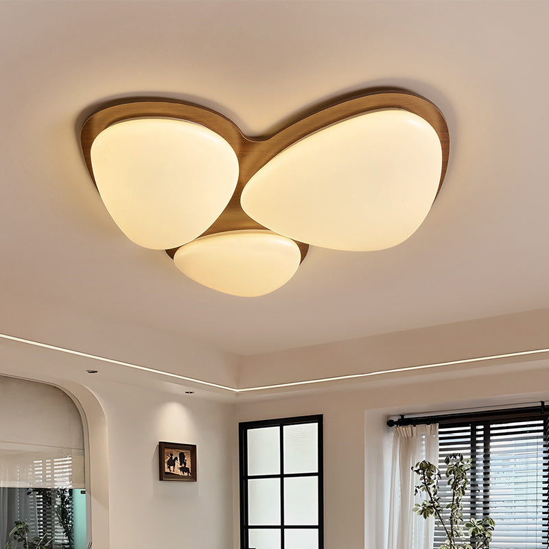 Walnut color LED ceiling light retro American living room light simple antique style bedroom book room ceiling light