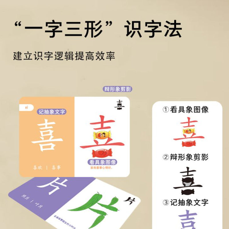 Children's literacy flashcards: kindergarten pictogram picture-based chinese characters, 3000 characters, baby character recognition, early education enlightenment complete toy set