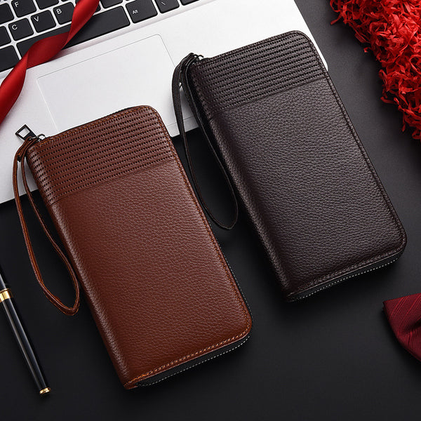 New men's zipper wallet,  long clutch bag, men's mobile phone wallet, multi-card fashion long wallet
