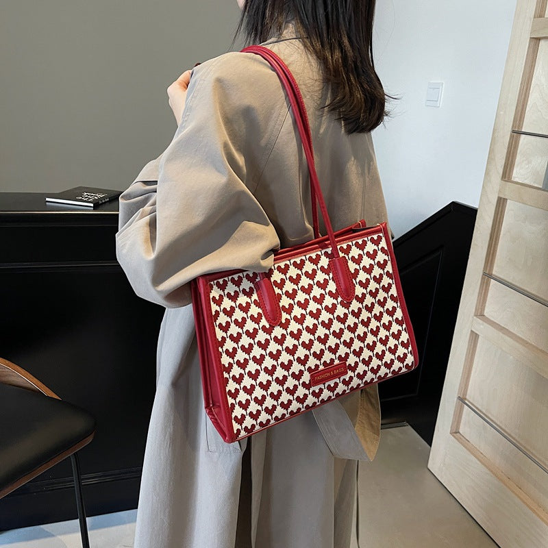 Red Thousand Birds Gotot Bag Women's 2025 New Fashion and Popular Versatile Commuter Shoulder Bag Bridal Wedding Bag