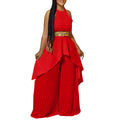 C8534p with belt cross-border summer fashion two-piece sleeveless backless asymmetrical long skirt wide-leg pants european and american suit