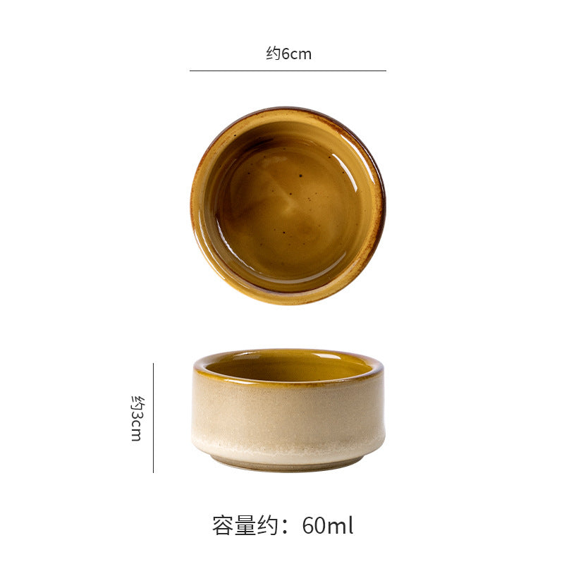 Seasoning dish japanese style dipping dish ketchup vinegar dish for home good-looking kiln turned small round dish snack dish stripes small dish