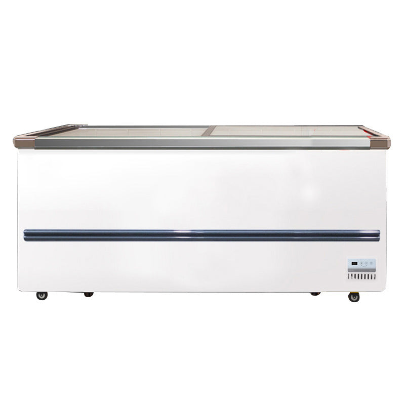 Negative 40℃ supermarket quick-frozen horizontal commercial island cabinet deep island glass transparent deepened island frozen ice cream cold deep freezer