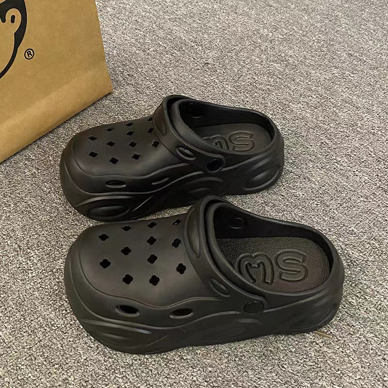 Evathick sole crocs women's summer outwearnon-slip2024new arrival stomping on shit beach baotou half cool slippers