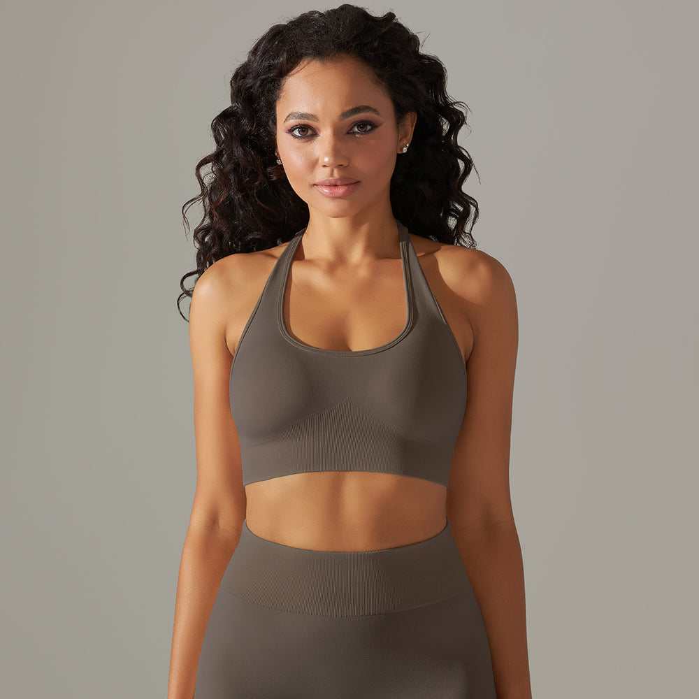 fashion seamless tight pure color beautiful back halter backless sports intimates running fitness yoga clothes tops women
