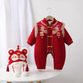 New year's greetings winter first birthday 100 days baby dress baby jumpsuit new year's day festive clothes trendy hooded