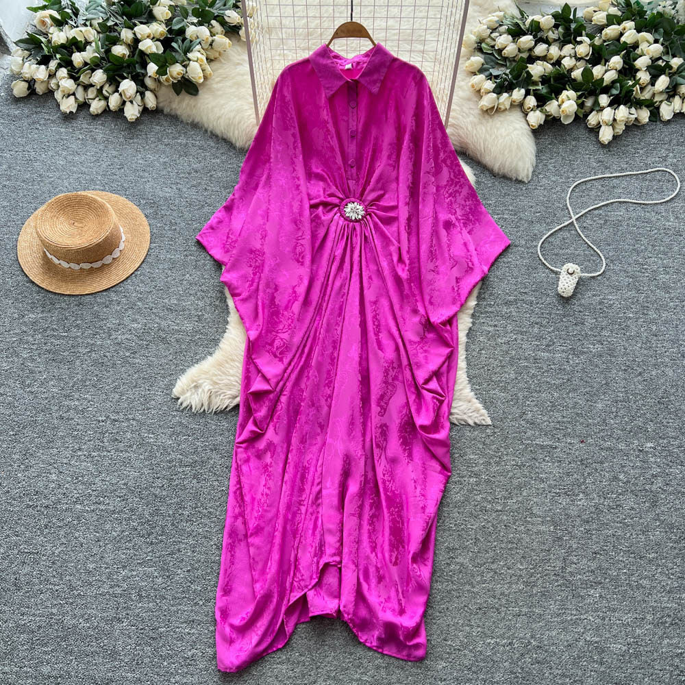 Vacation style printingpatchworkclassy new arrivaldress women's waist slimming look large swing long skirt work clothingelegant skirt