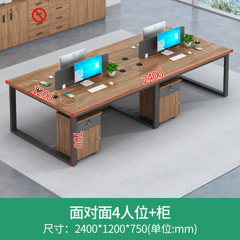Employee desk set, 4-seat open modern office desk and chair combination, 2/6 person e-commerce workstation