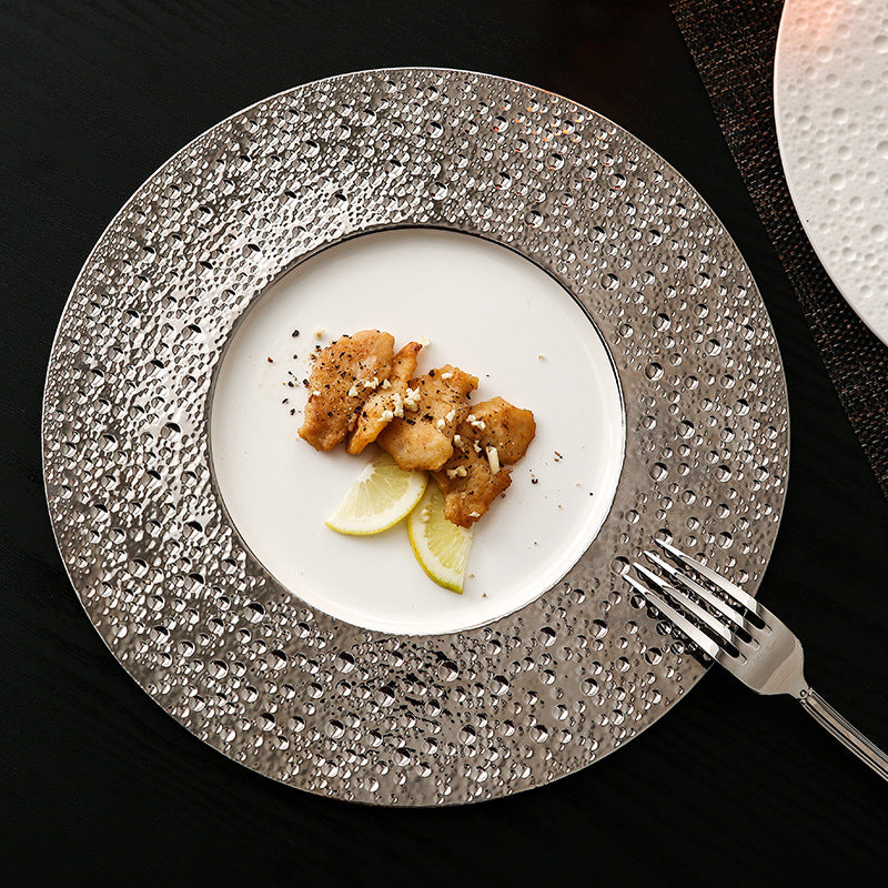 Ceramic western dinner plate - creative mars crater steak plate - instagrammable high-end creative table setting - european style flat plate - dessert presentation
